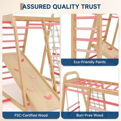 7-in-1 Indoor Kids Wooden Climber Playset: Jungle Gym for Toddlers & Playground