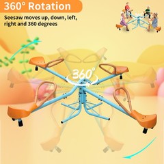 Kids Spinning Seesaw, Outdoor Sit & Spin Teeter Totter for Backyard Playground