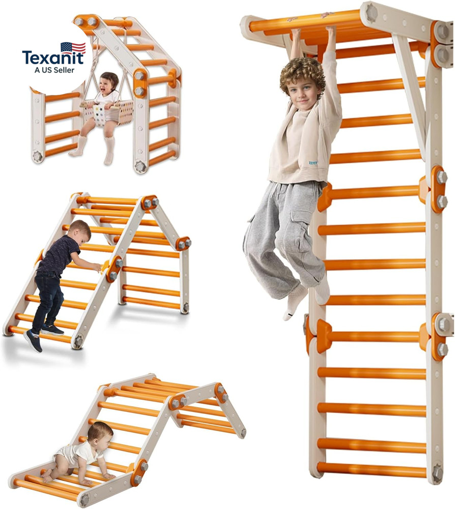 Toddler Climbing Toys,Kids Pikler Triangle Set,Montessori Indoor Play Gym,Multif