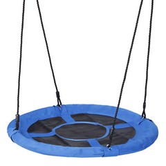 Outdoor 40″ Saucer Tree Swing Swing Platform Adjustable Rope for Kids Fun Blue