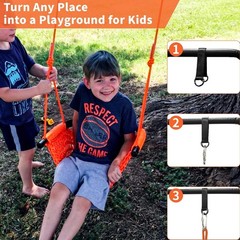 Kids Swing Set Heavy Duty Rope Swing Seat 440LBS Outdoor Indoor Orange