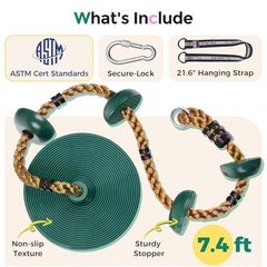 Tree Swing for Kids, Adjustable Rope Swing Disc Swing for Outside with Green