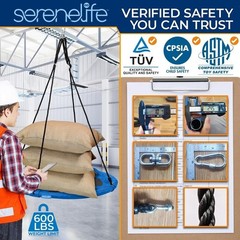 SereneLife 40in Saucer Swing w/ Hang Kit, Handles & Pillow Indoor/Outdoor -Blue
