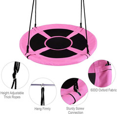 Moccha Flying Saucer Tree Swing, Giant 40” round Swing with Steel Frame & Adjust