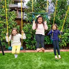 gobaplay Single Swing Set with 8′ Frame Extension, Swings, and 40″ Round Saucer