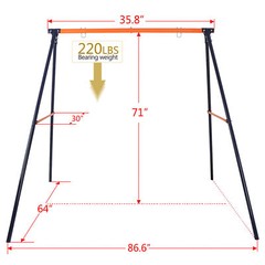 Heavy Duty Swing Frame Sturdy Metal Frame Swing Stand 440lbs for Kid Fun Outdoor