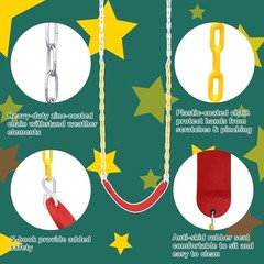 Tree Swing Climbing Rope with Disc Seat Heavy Duty Red