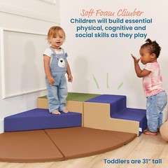 ECR4Kids SoftZone Adventurer’s Summit Step, Corner Climber, Earthtone, 4-Piece