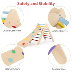 Pikler Triangle Set 3 in 1 Climbing Toys for Toddlers Wood Montessori Baby Ju…