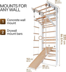 Swedish Ladder Wall Set – Kids Gymnastics Stall Bars for Home Exercise