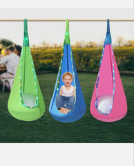 LED Kids Swing Seat with Inflatable Pillow & Adjustable Straps – Pink