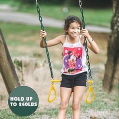 Gym Trapeze Swing Bar Rings 47″ Heavy Duty Chain Swing Set 17″ Yellow