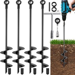 Ground Anchors Heavy Duty, Swing Set Anchor Kit 18 Inch 4 Pack Screw in Anchors