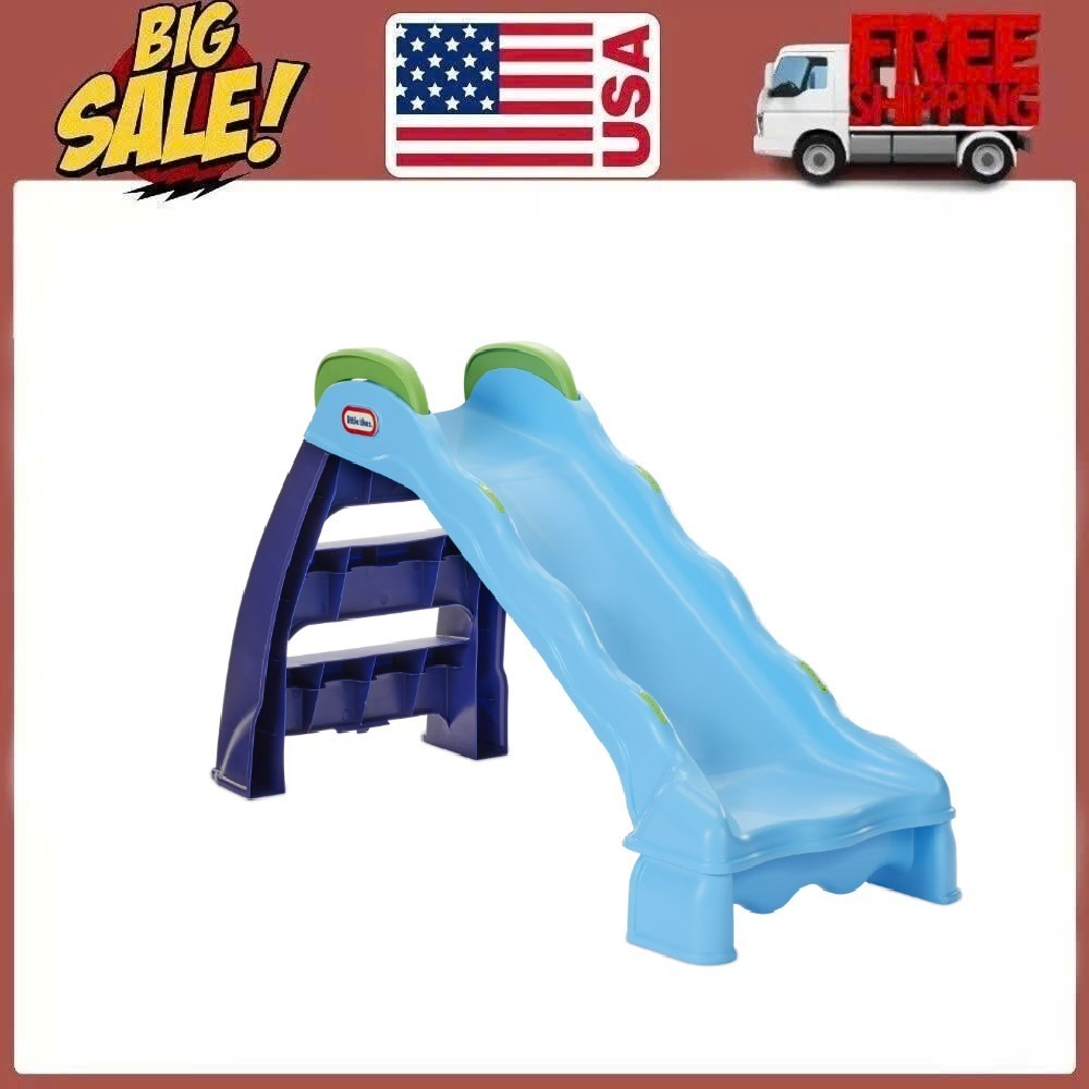 Little Tikes 2-in-1 Outdoor-Indoor Wet or Dry Slide with Easy Storage, Blue, Age
