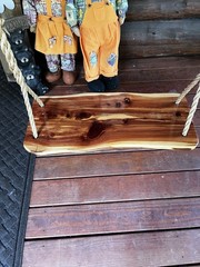 Unique Red Cedar Live Edge Wood Tree Swing With Handspliced Rope
