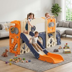 Kids Multi Activity Play Slide Set HDPE for Backyard Indoor Playroom Use 10 in 1