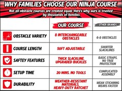Ninja Warrior Obstacle Course for Kids – 50Ft Slackline with 8 Obstacles, Monkey