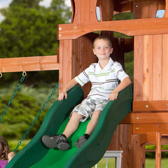 Backyard Discovery Shenandoah Cedar Wood Swing Set with Wave Slide, Raised Clubh