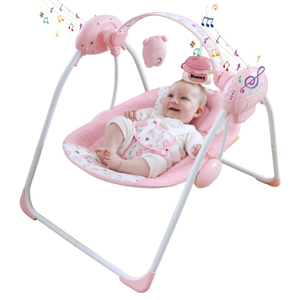 Portable Baby Swing for Infants, Compact & Foldable Infant Swing with 5-Speed…