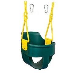 High Back Full Bucket Toddler Swing Seat 3.0 with Finger Grip, Plastic Green
