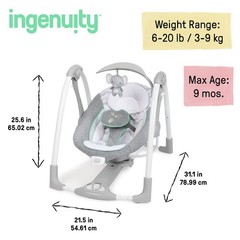 ConvertMe 2-in-1 Compact Portable Baby Swing Infant Seat Vibrations 0-9M