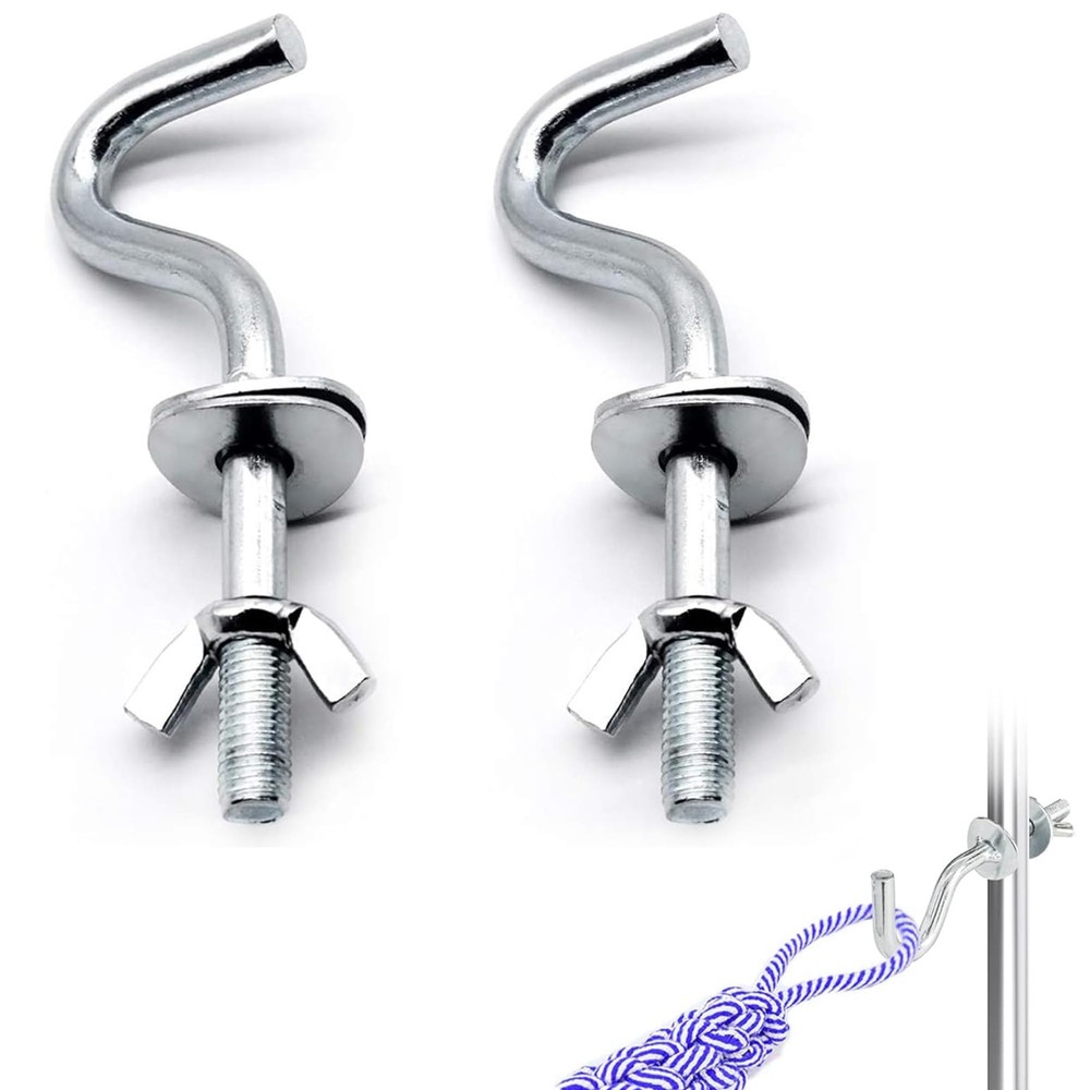 2Pcs Heavy-Duty Hammock Hooks, 3/8″ Diameter, Fits 1-1/4″–2″ Holes – Galvaniz…