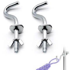 2Pcs Heavy-Duty Hammock Hooks, 3/8″ Diameter, Fits 1-1/4″–2″ Holes – Galvaniz…