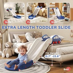 Toddler Slide for Bed, Sofa, Extra Length, Easy to Assemble, Blue
