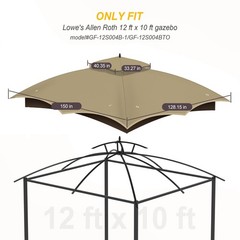 Replacement Gazebo Canopy Top Cover for 10 x 12, Double Tiered Waterproof Can…