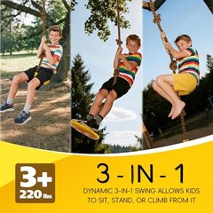 Tree Swing for Kids Swing Set Accessories Climbing Rope for Kids with Yellow