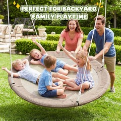 Trekassy 60 Inch Round Saucer Tree Swing Set Flying Bed Hammock Outdoor for Kids