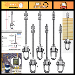 Heavy Duty Swing Hangers Set of 6, Stainless Steel Hooks for Porch & Yoga Swings