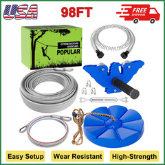 Zipline Kits For Kids & Adults, 98FT Zip Line Kits Outdoor Playground Equipment