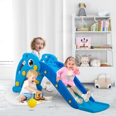 TOBBI 3 in 1 Kids Slide&,Baby Climber Activity Center w/ Basketball Hoop & Ball
