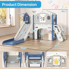 9 in 1 Toddler Slide Set – Baby Slide for Toddlers 1-3 with Colorful Lights, …