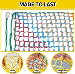 Rainbow Kids Climbing Net 3.3FT x 9.9FT – Safety Playground Mesh for Fun Play