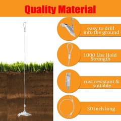 30 Inch Earth Anchors, (12 Pcs) 1000LBS Ground Earth Anchors Set for Trapping…