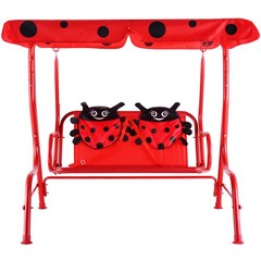 Kids Patio Swing Chair Children Porch Bench Canopy 2 Person Yard Furniture Red