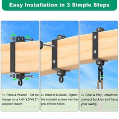 Heavy Duty Swing Hangers, 800lb Capacity Swing Set for 4×6 Wood Beam, Rust-Pr…