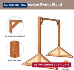 SUNCREAT Heavy Duty Wooden Swing Frame for Adults Kids, Stable Frame Porch Swing
