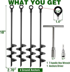 Ground Anchors Heavy Duty Swing Set Anchor Kit 18 Inch 4 Pack Screw in Earth