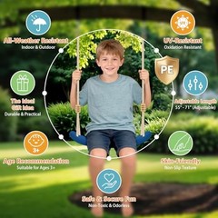Kids Tree Swings for Trees, Heavy Duty Ergonomic Contoured Swing Seat for Blue