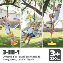 Climbing Rope Tree Swing with Platforms and Disc Swing Seat Set Outdoor Playg…