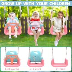 Toddler Swing, 3-in-1 Swing Sets for Backyard, Baby Swing Outdoor/Indoor, Tod…