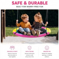 40 Inch Saucer Tree Swing for Kids Outdoor, Textilene Fabric 40inch | Pink