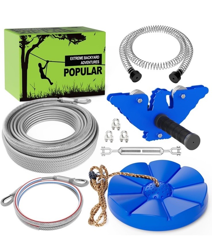 X XBEN Zip line Kits for Backyard, Zip Lines for Kid and Adult, Included Swin