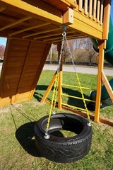 Rubber Tire Swing for Backyard Outdoor Playsets – 3 Rubber Coated Swing Chains