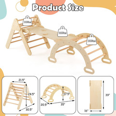 Pikler Triangle Set 7 in 1 Climbing Toys for Toddlers 1-3 inside Foldable Wood M