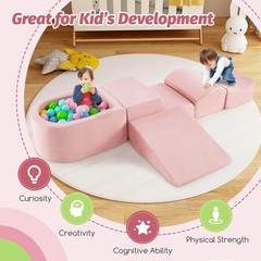 5PCS Climb and Crawl Playset with Ball Pit for Kids Zippers for Playroom