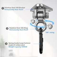 2-Pack Heavy Duty Swing Hanger Bracket, 1000 lbs Capacity, 304 3 holes-2Pack